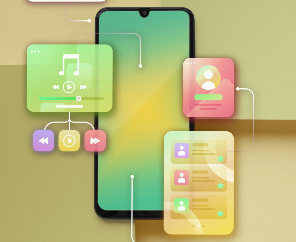 Side-by-side view of an app on Android, iOS, and web